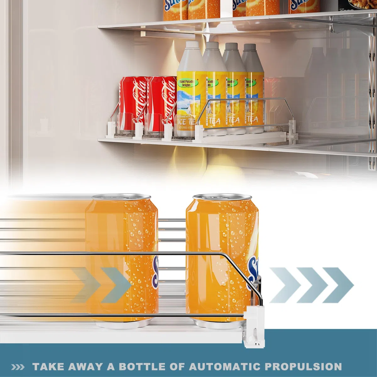 Automático Dispensador Latas Nevera Organizador,Dispensador de Latas Nevera,Organizador Nevera para 12 Botellas de Vino y Refrescos (Blanco)