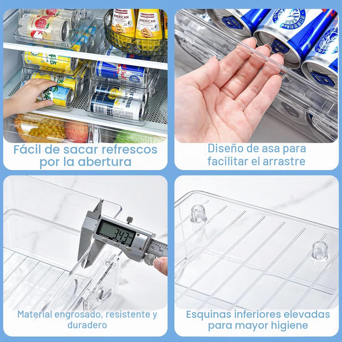 1 dispensador automático de latas para nevera, organizador de almacenamiento transparente para refrigerador, bebidas, cerveza, refrescos, para nevera, cocina, armario, encimera, 1 unidad