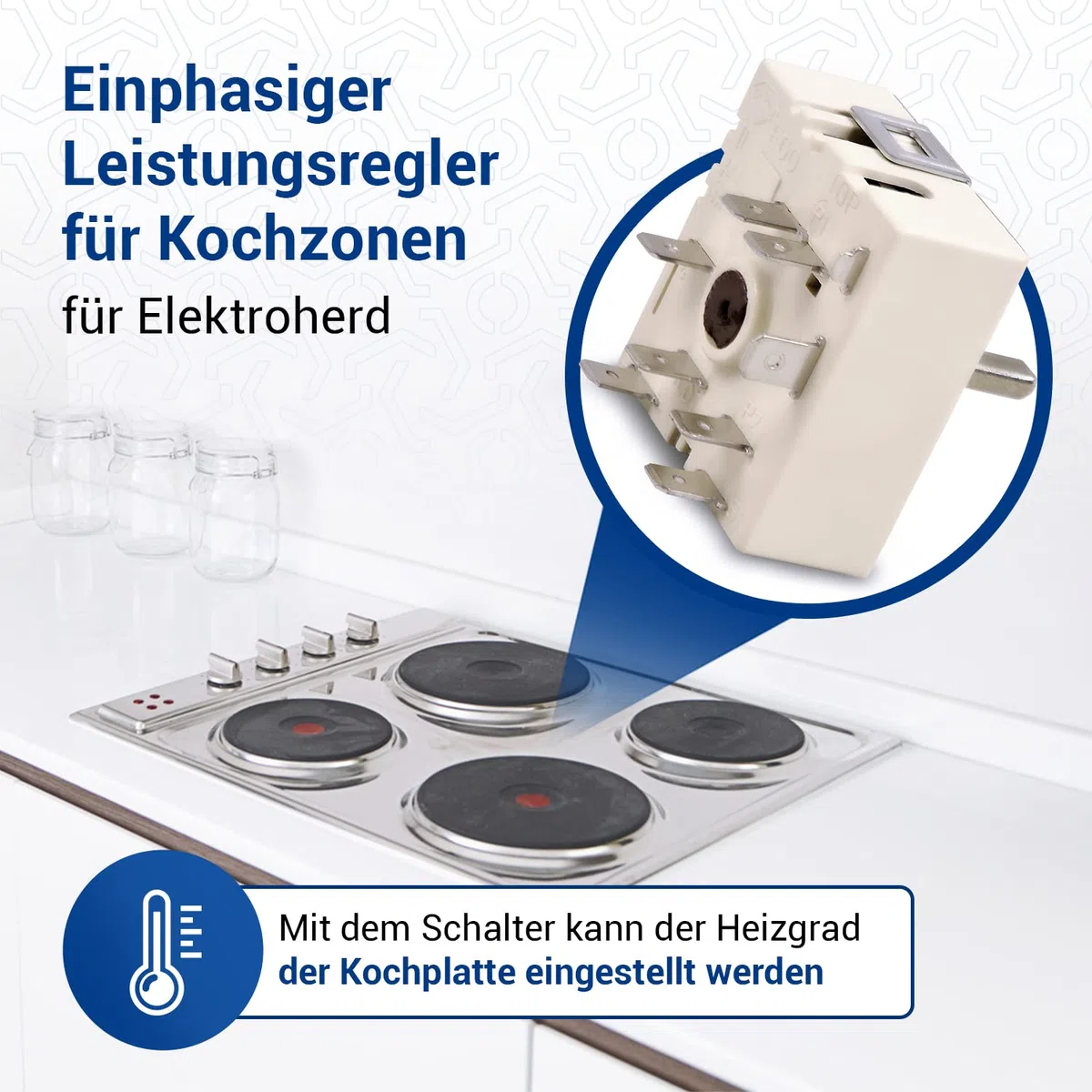 Regulador de energía, interruptor de placa de cocina, repuesto para EGO 50.57021.010, 230 V, monocírculo para placa de cocina, Miele, AEG, Bosch, Siemens, Neff Ignis
