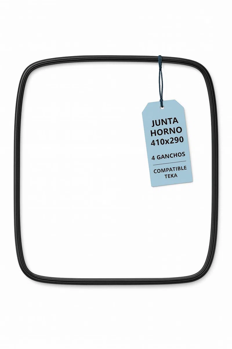 RECAMBIOS DREYMA Junta Puerta Horno Universal 410x290mm 4 Ganchos CO 83130601 Compatible con Teka HC510 HC521 HC605 HC615 HS510 Goma Resistente Alta Temperatura Fácil Sustitución