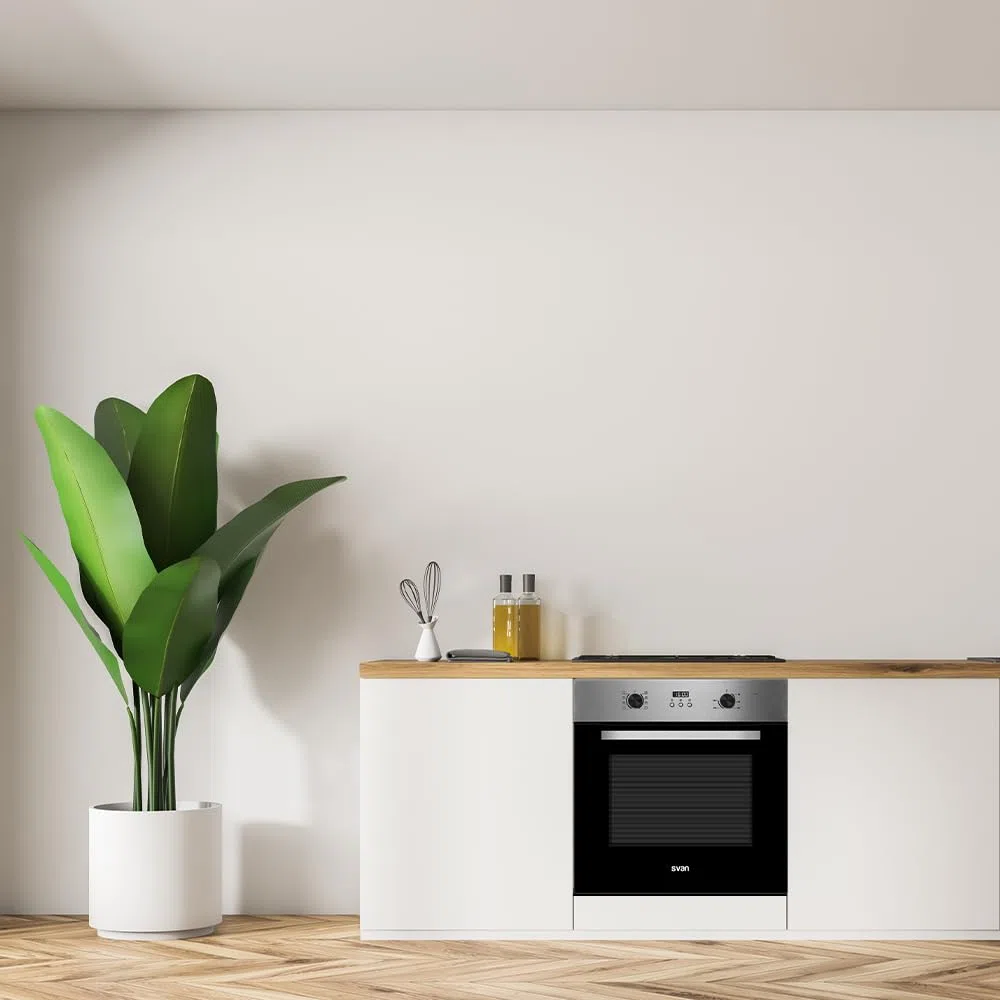 Svan Horno Multifunción con Ventilador Inox SHM8700DPX. Capacidad 70 Litros, 3000 W, 8 Programas, Interior Esmaltado, Fácil Limpieza, Display LED Manual, Eficiencia Energética Clase A