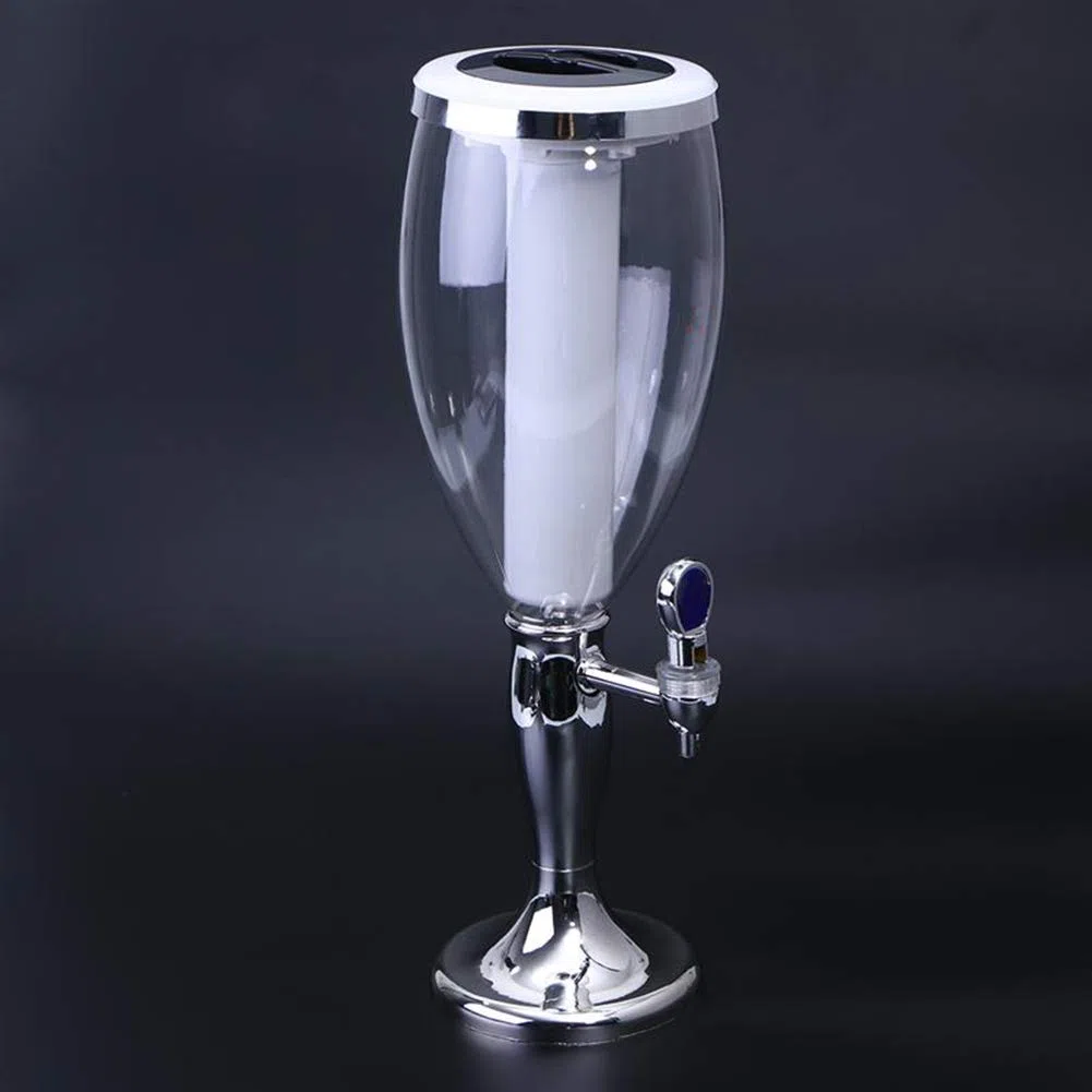 NOVSKI Dispensador de Cerveza de plástico de 3L, dispensador de Bebidas de Torre de Cerveza de Barril frío con Grifo, fácil de Limpiar, para Fiestas, hogar y Bar-Gold