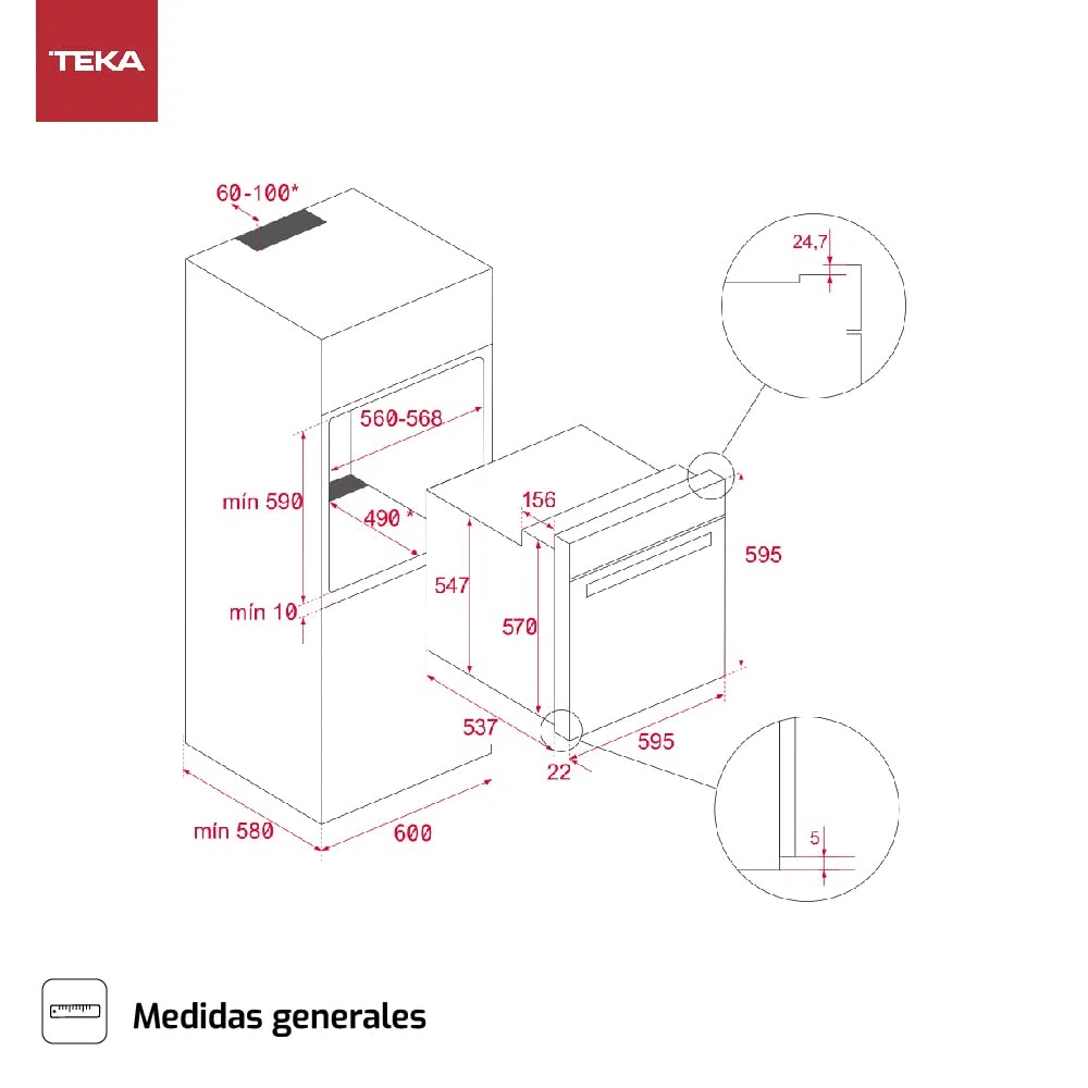 Teka HLB 8400 - Horno Multifunción SurroundTemp, 9 Funciones de Cocinado, Sistema de Limpieza Teka HydroClean, Calentamiento Rápido, Color Cristal Negro