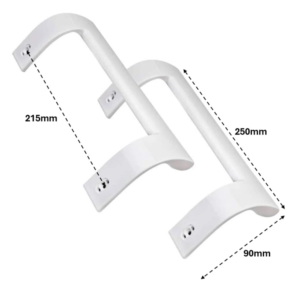 Recamania Kit Dos Tiradores Puerta frigorifico para Beko, para Saivod - Codigo original 4321270300, 2PT-163 - Medidas 250x75x90 mm