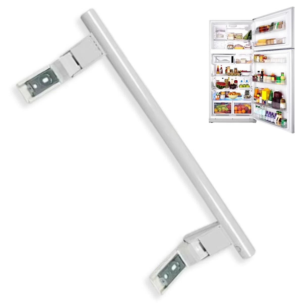 CHEFZOCO Tirador Puerta frigorífico y congelador, Mango frigorífico Liebher-r, Asa Nevera, Código original 7432602, Distancia entre tornillos de 24.5 cm, Longitud del tirador de 31 cm, Blanco