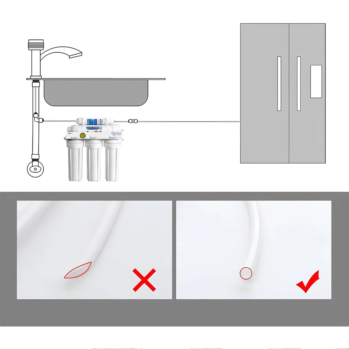 5 m Kit Conector Manguera Refrigerado, Juego De TuberíAs De Agua Para Nevera, Conector De Agua Del FrigoríFico, Para Refrigerador Doble De Estilo Europeo (Tubo De 1/4 De Pulgada)