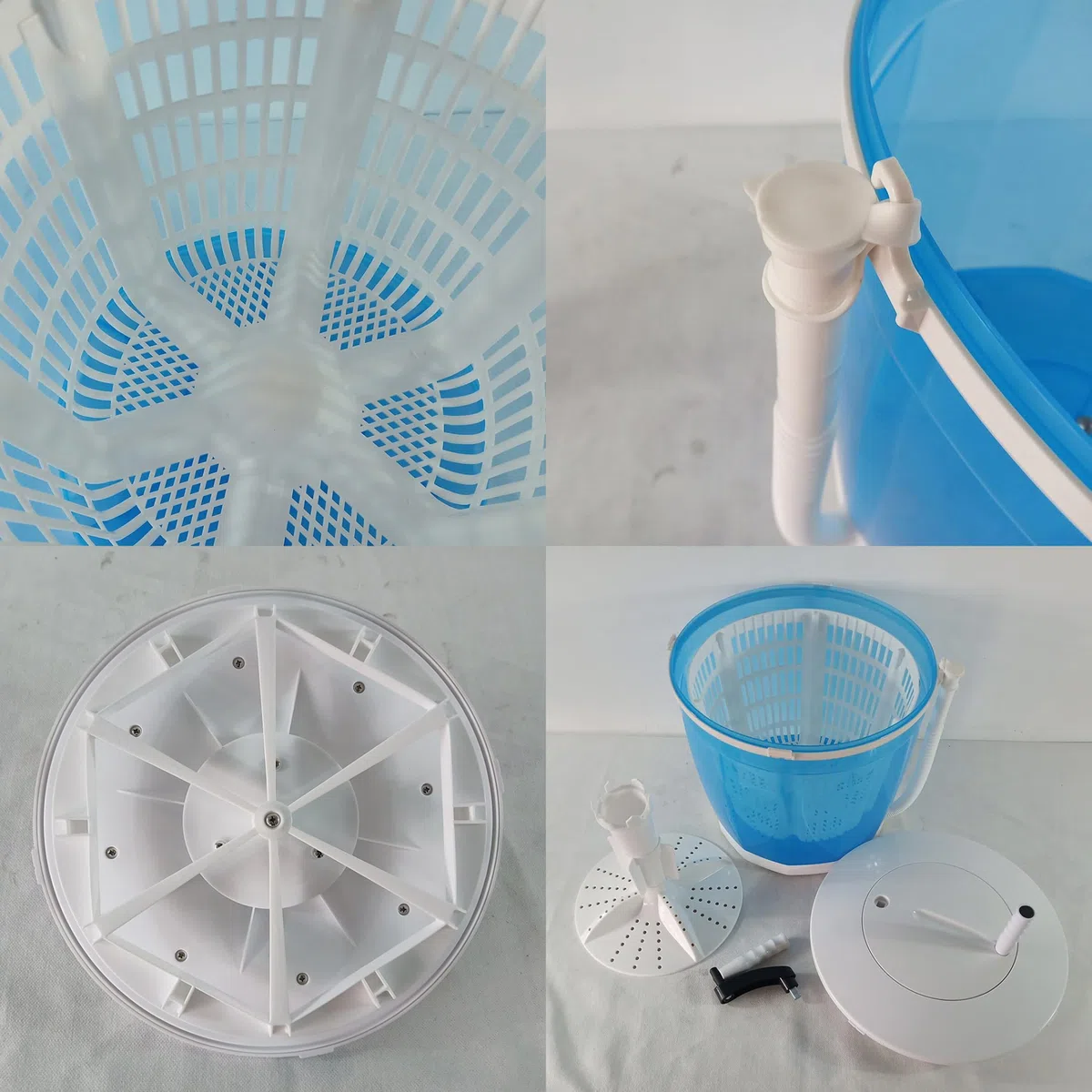 Lavadora no eléctrica, mini lavadora portátil, cesta de lavandería 2 en 1 para lavado y centrifugado para dormitorio de viajes al aire libre azul