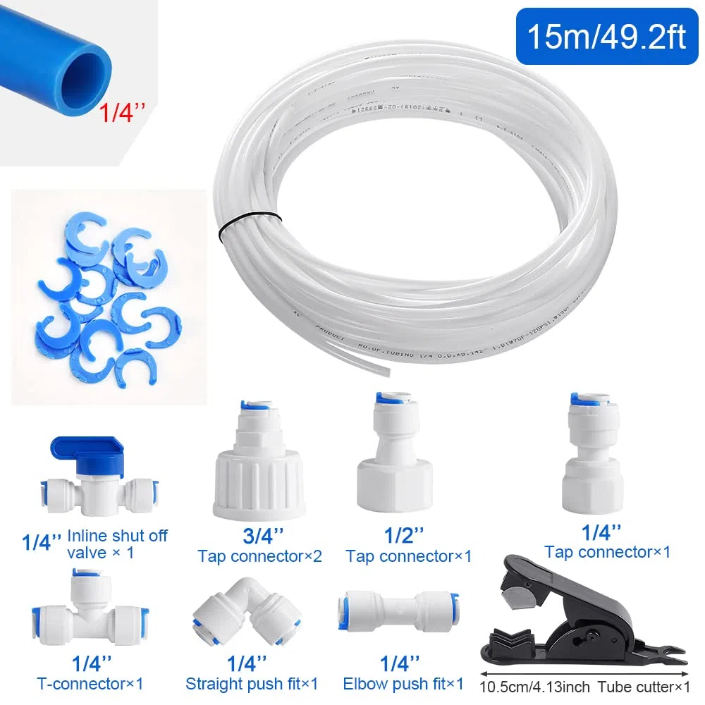 REFORUNG Manguera de Suministro de Agua 15M Tubo de Suministro de Agua para Frigorífico Conector Manguera Nevera de 1/4 Pulgada Accesorios de Conector para Refrigeradores Acuario Máquina de Café