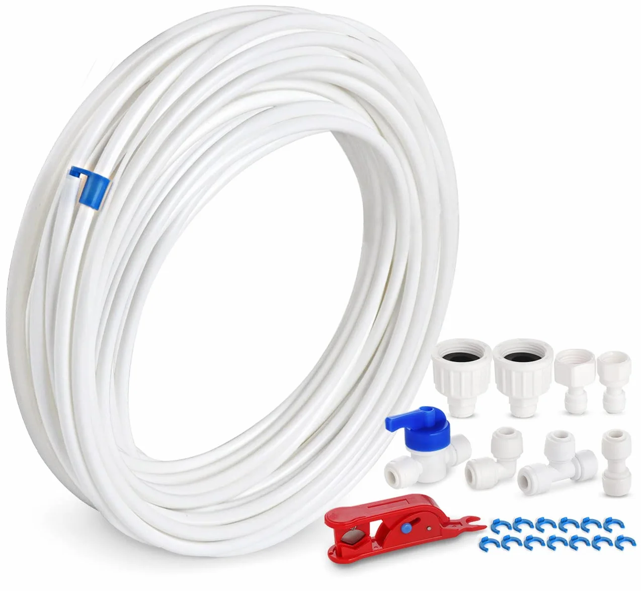 Kit de Tubos de Suministro de Agua, ilauke 15M Manguera de Suministro de Agua con Conector para Refrigerador, Manguera de Agua de 6,35mm (1/4 ") para Nevera de Estilo Europeo y Americano