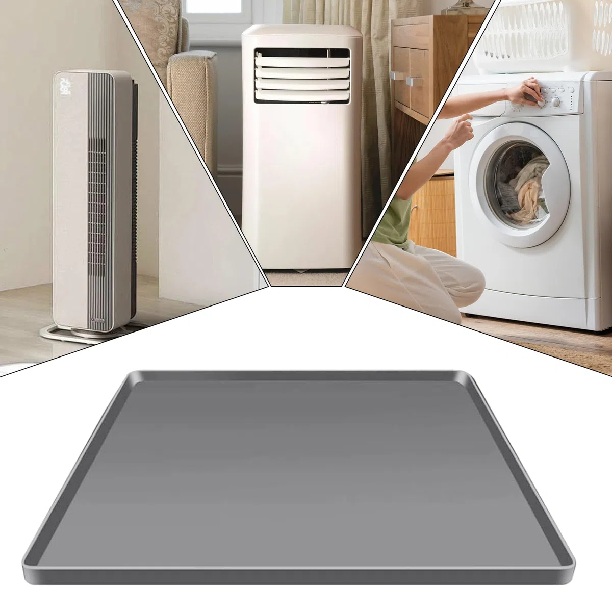 Alfombrilla Antiderrames para Pequeña | Bandeja Silicona 60x60cm | Absorbe Condensación y Protege Suelos | Borde Elevado | Uso en Cocina, Dormitorio y Apartamento