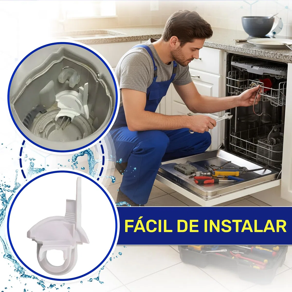 Tapa de Bomba para Lavavajillas con Código Original 00611322 para Bosch para Balay para Constructa para Siemens para Neff - Garantía de 10 Años - MONTERAL