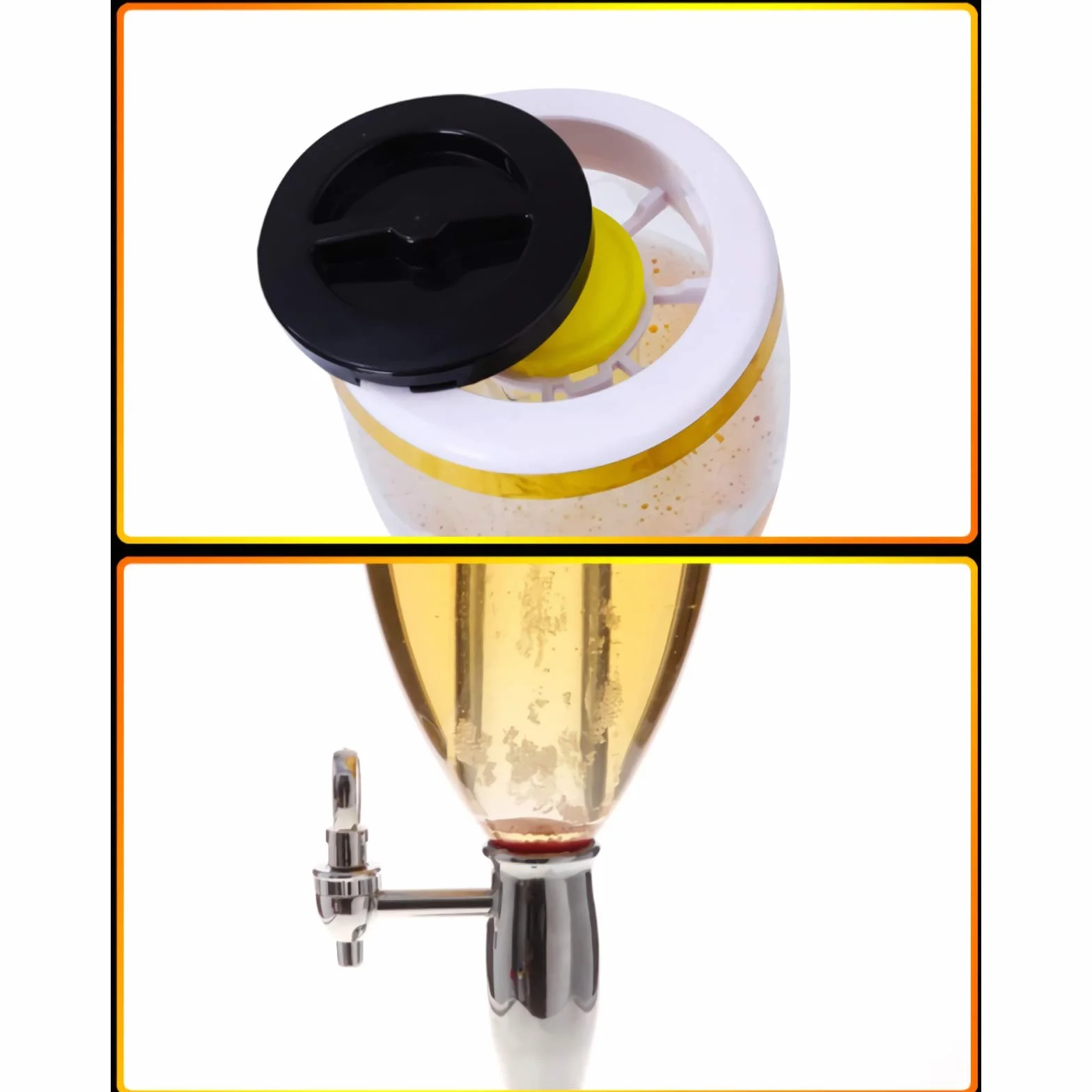 Dispensador de Cerveza Dispensador de Cerveza de 100 Oz, Cerveza Mini con Grifo de Tubo de Hielo y Luces para Restaurante de Fiesta de Pub de Bar en casa, Dispensador de Bebidas de 3L (Color : Plata