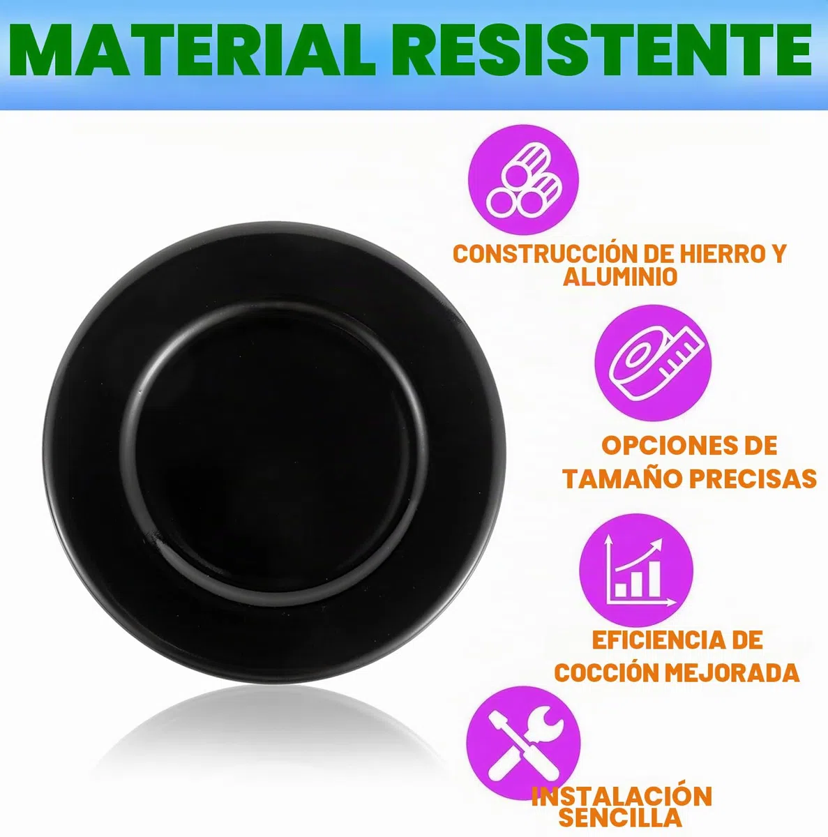 Cubiertas de quemador mejoradas para estufas de gas, juego de 4 tapas de repuesto de metal para estufas Sabaf, 55 mm/75 mm/100 mm (cóncavas)