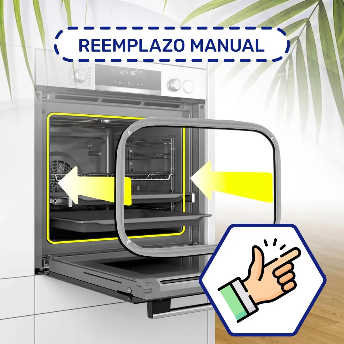 Goma Horno 450x340 mm con Código Original 00754066 754066 00658558 para Bosch para Siemens para Neff para Balay para Constructa - 4 Ganchos - Garantía de 10 Años - MONTERAL