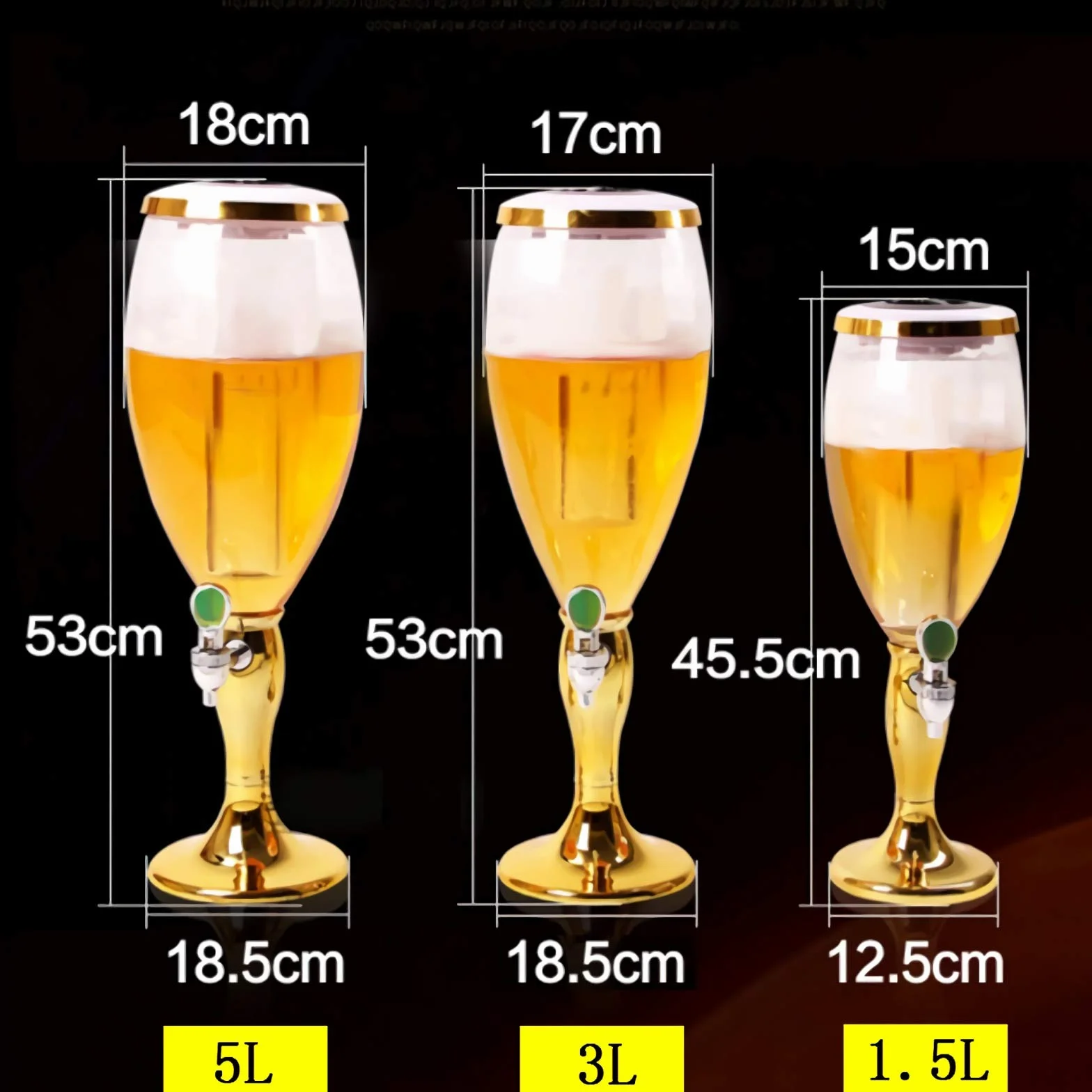 Dispensador de Cerveza Dispensador de Cerveza de 100 Oz, Cerveza Mini con Grifo de Tubo de Hielo y Luces para Restaurante de Fiesta de Pub de Bar en casa, Dispensador de Bebidas de 3L (Color : Plata