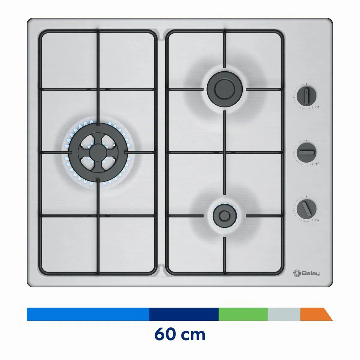Balay – Placa de Gas, 3 fuegos, Seguridad GasStop, blanco, 3ETX463BB