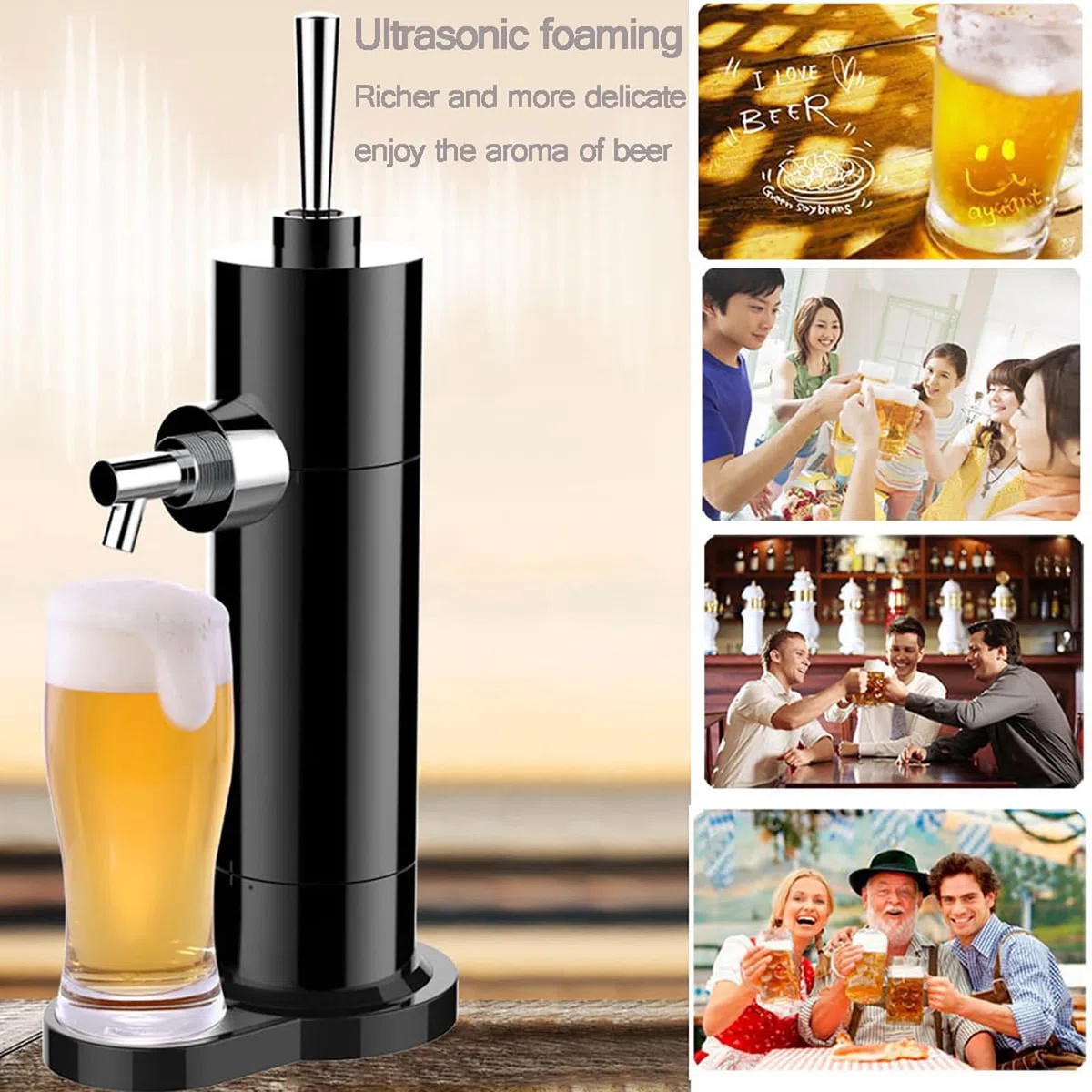 Dispensador portátil de cerveza de barril con generador de espuma fina para bar en casa, mini kegerator eléctrico