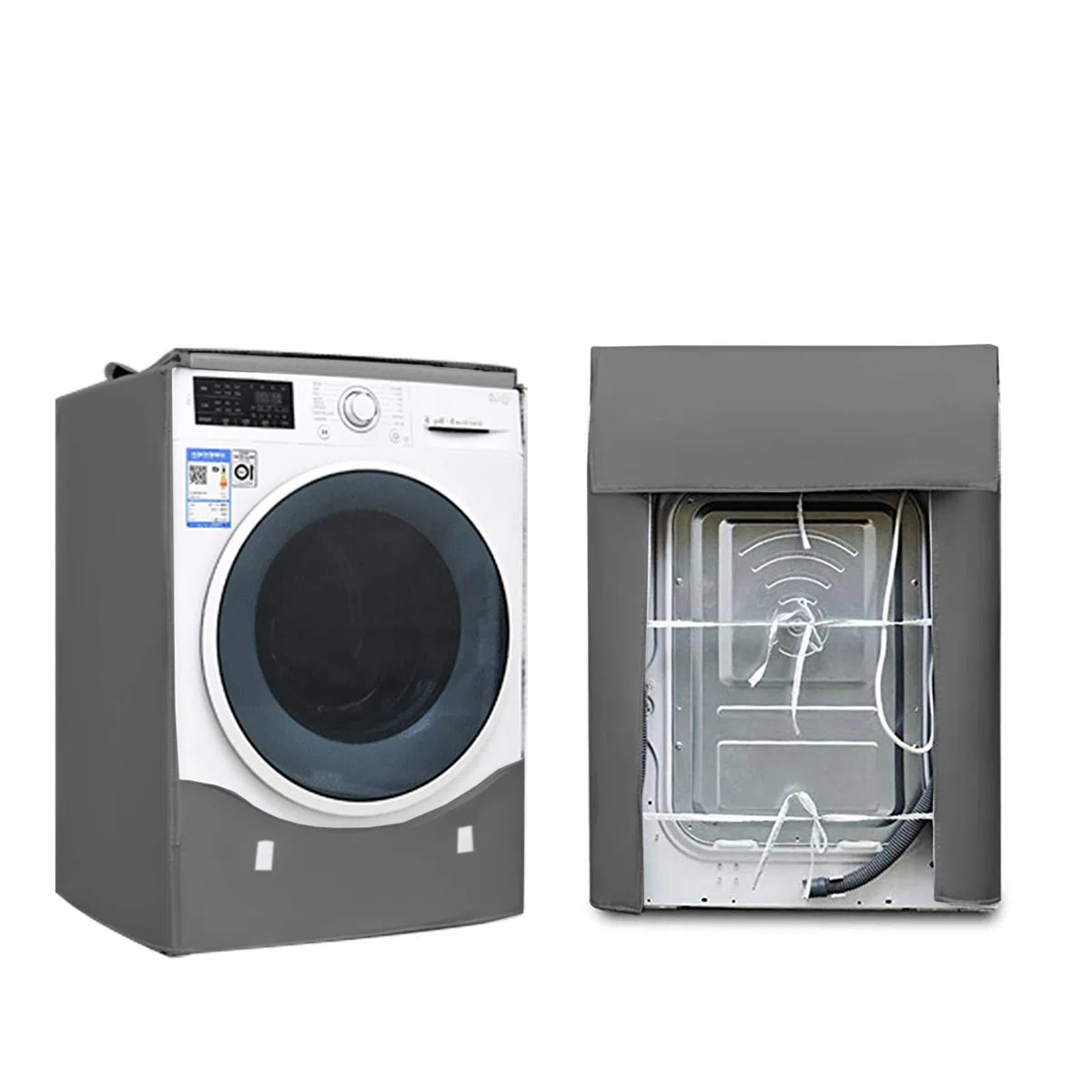 Funda Lavadora Carga Frontal, Impermeable a Prueba Funda para Lavadora Secadora Exterior, Cubierta Lavadora Protector 60 * 64 * 85cm Gris