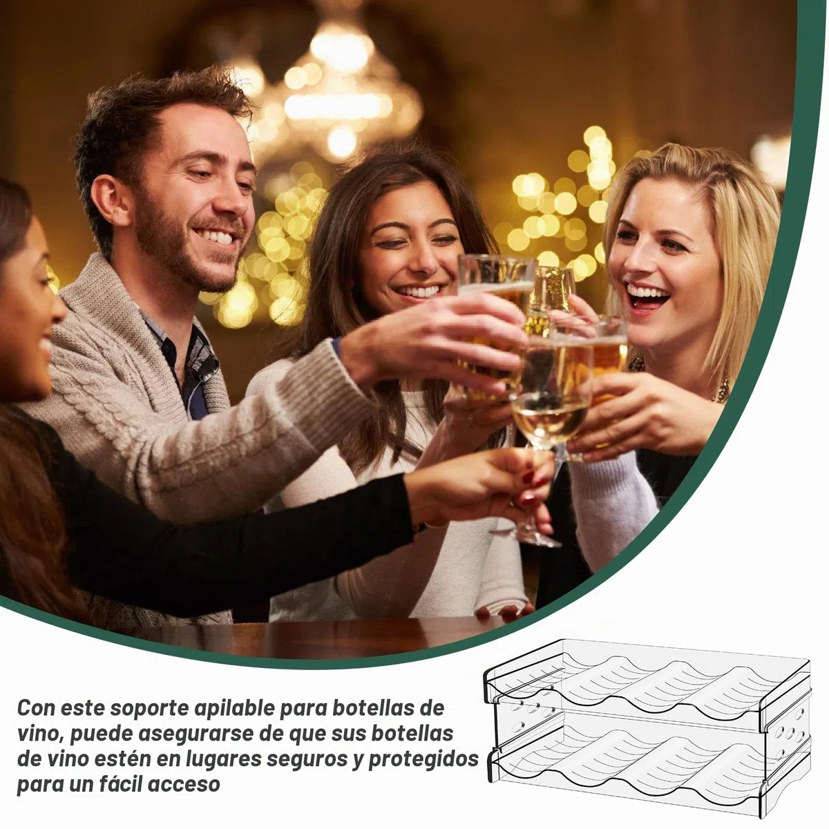 Botellero organizador de botellas para frigorífico: Botellero apilable Botellero, Soporte transparente para botellas de agua, refrigerador, botellero, estante para latas para encimera de cocina