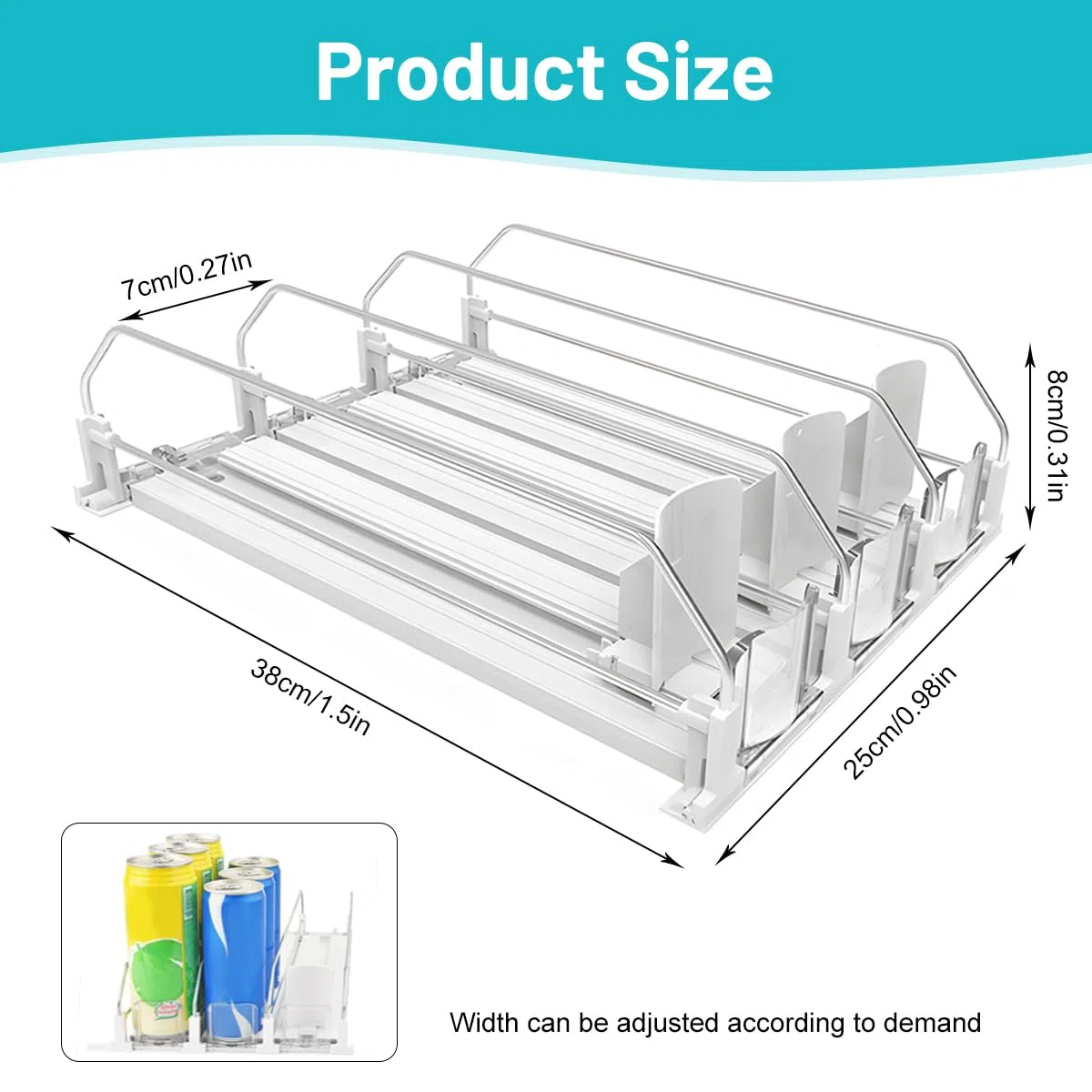 Organizador nevera 31cm – Dispensador automático para frigorifico, organizador de 12 unidades (3 filas), accesorio esencial para nevera, solución práctica de almacenamiento.