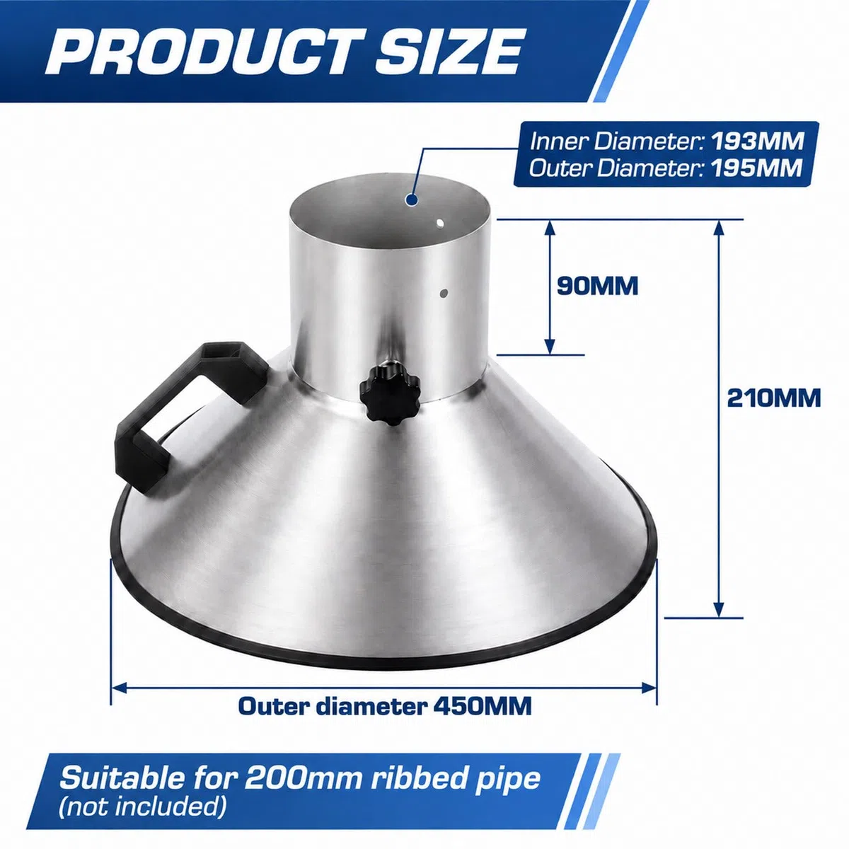 Campana de humo de soldadura, extractor de polvo de humo de acero inoxidable con entrada de 104 mm y parte inferior de 300 mm para una filtración eficiente del aire y seguridad en espacios de trabajo