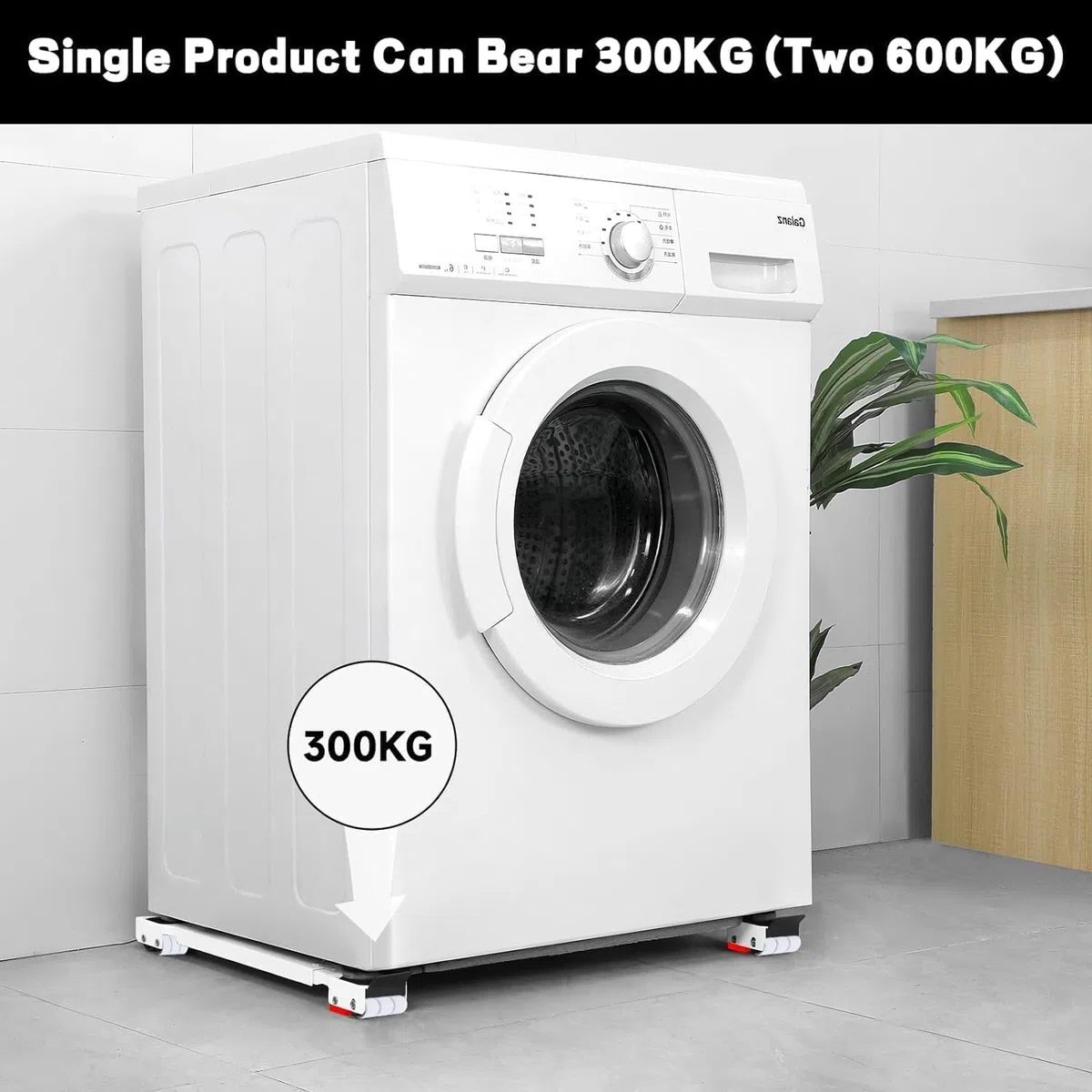 2 Piezas Soporte Con Ruedas Lavadora con Freno, Ruedas Lavadora Lavadora Ajustable para Mover Muebles para Lavadora y Refrigerador (45-72 cm) (Blanco)