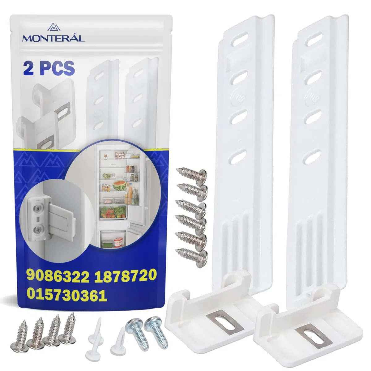 2 Piezas Set de Montaje Rieles para Fijar Puerta Frigorificos Integrable la Fachada Tiene el Código Original 9086322 para Liebherr 1878720 para Miele 015730361 para Smeg - MONTERAL