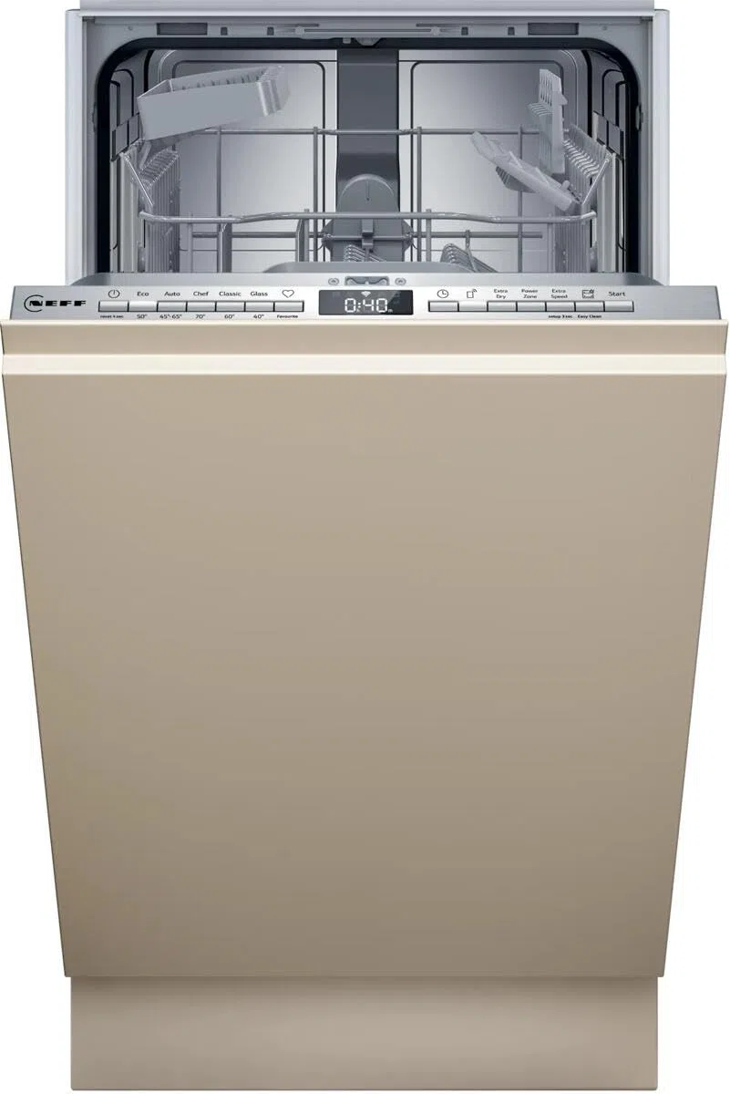 NEFF S855EKX33E, N 50, lavavajillas inteligente totalmente integrado, 45 cm, cajón para cubiertos, sistema de cesta Flex I, programa favorito, fuerte rendimiento de limpieza, apertura automática de