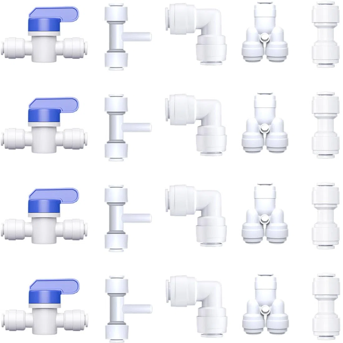 Guolich 20 Piezas Conectores de Manguera de Agua RO, para Side by Side Nevera, Frigorífico Manguera de Suministro de Agua Universal, Manguera de Refrigeración Tubo Osmosis 1/4"