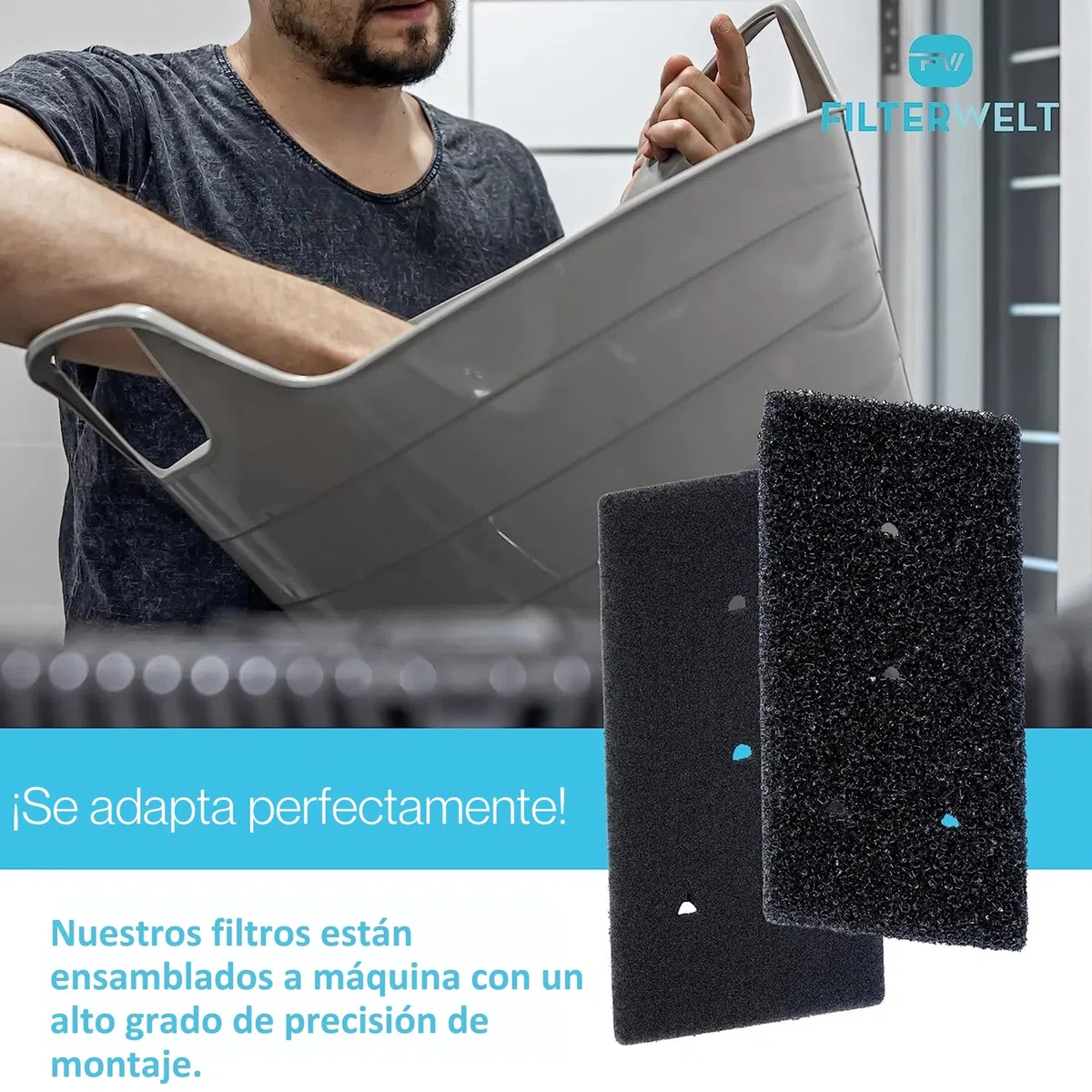 Juego de 4 filtros para secador de bomba de calor Bauknecht Privileg Whirlpool HX 481010716911, fino, grueso, 230 x 115 x 14 mm, filtro de esponja, alfombrilla de filtro, 100% Made in Germany