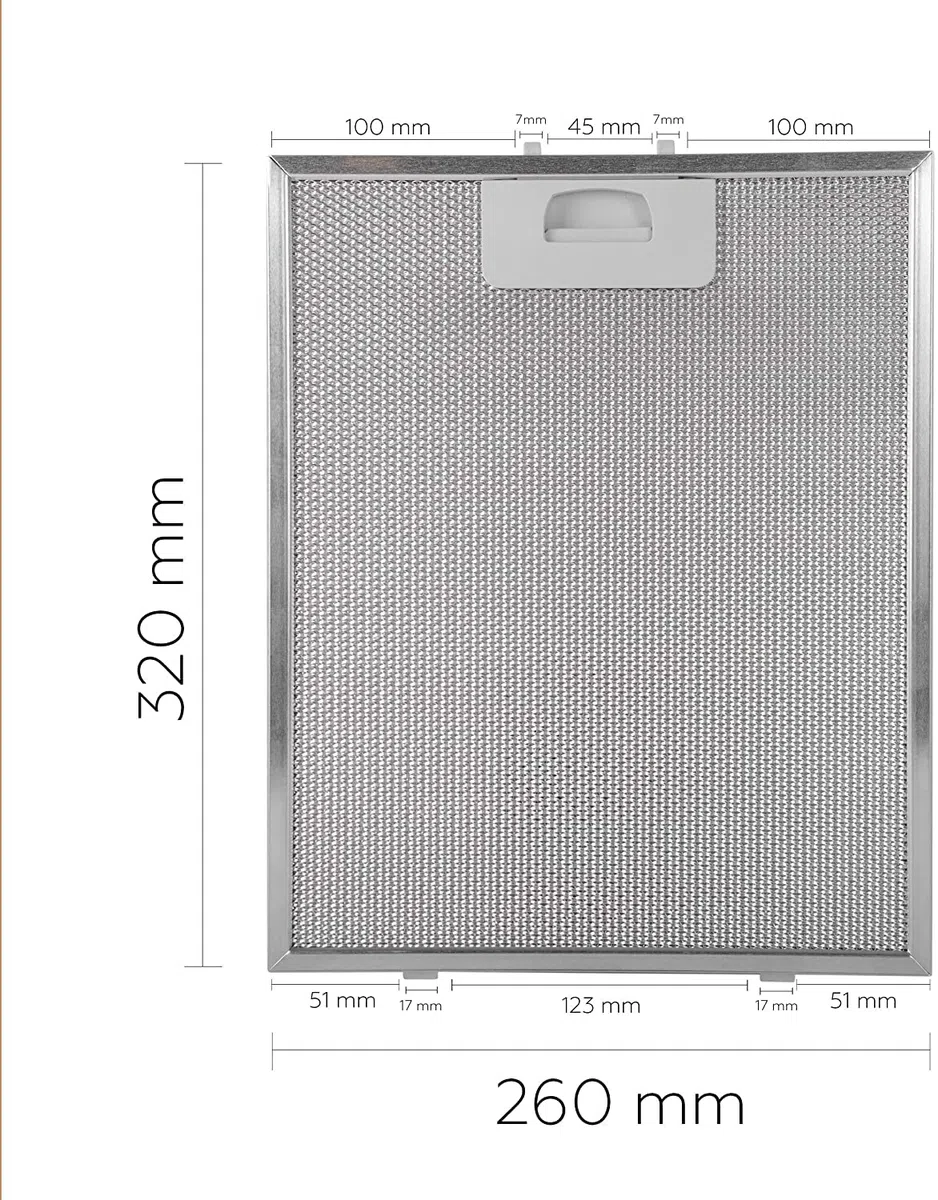 Filtro campana extractora 320mm x 260mm (2 UNIDADES.)