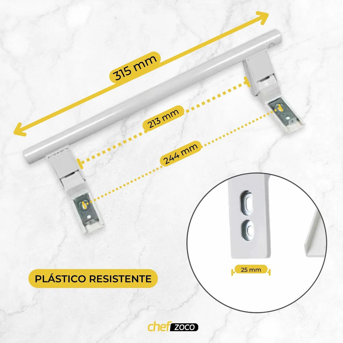 CHEFZOCO Tirador Puerta frigorífico y congelador, Mango frigorífico Liebher-r, Asa Nevera, Código original 7432602, Distancia entre tornillos de 24.5 cm, Longitud del tirador de 31 cm, Blanco