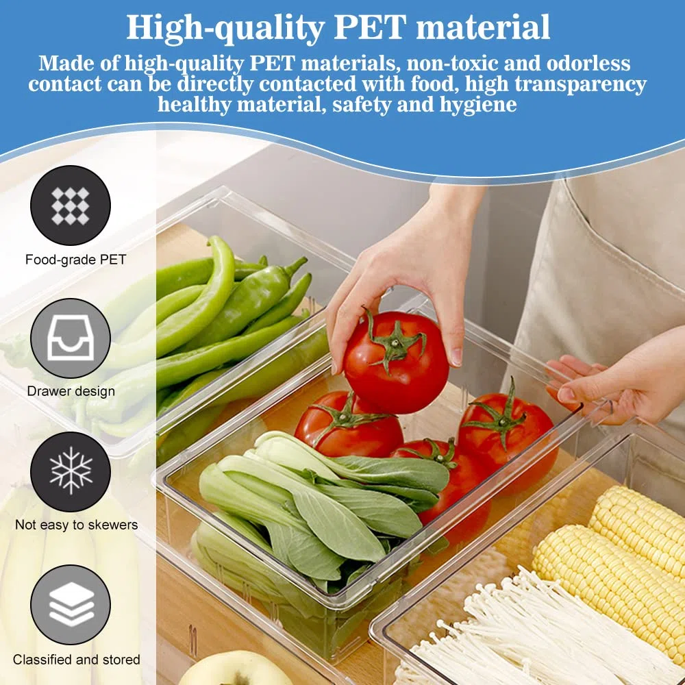 QINERSAW Cajones Extraíbles para Nevera, Contenedor Retráctil para Refrigerador Que Ahorra Espacio 30 * 20 * 9.5 Cm Organizador para Huevos/Frutas/Verduras