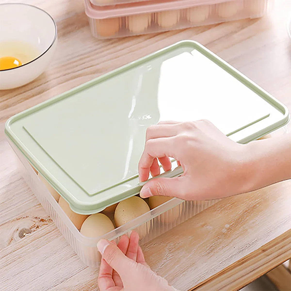 Caja de Almacenamiento de Huevos, 2 Piezas Hueveras de Plastico, Hueveras para Frigorifico 24 Huevos, Bandeja Huevos Nevera con Tapa, Huevera Nevera Apilable para Refrigerador, Cocina, Picnic Camping