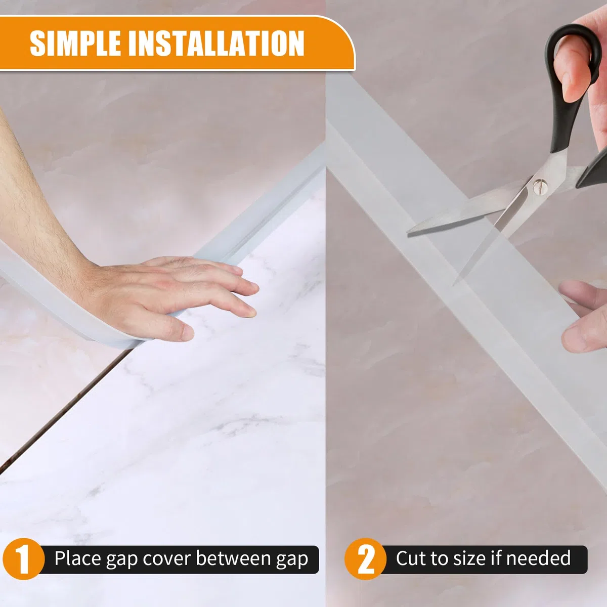 Juego de 2 rieles de conexión para encimera de cocina, perfil en T, transparente, 63 cm