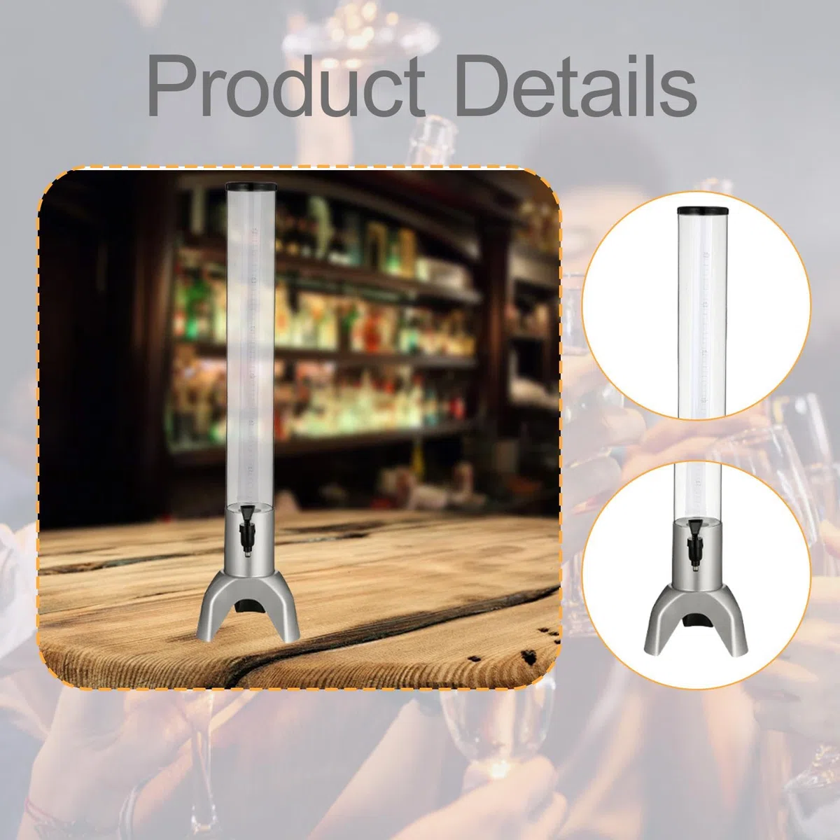 Sharplace Dispensador de Cerveza, Torre de dispensadores de Bebidas de Cerveza, Mesa para restaurantes para Fiestas de cocinas, Plata, 3l
