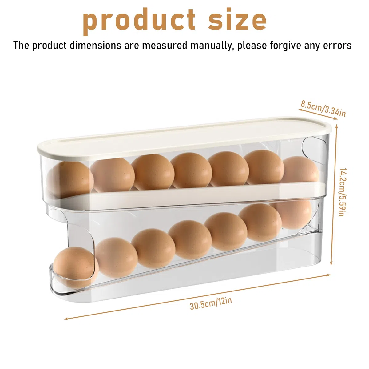 Soporte para huevos para frigorífico, PRITOK 2 capas automático para frigorífico, dispensador de huevos enrollable, organizador de huevos apilable, dispensador de huevos de plástico transparente,