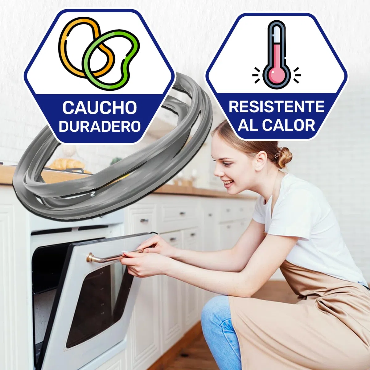 Goma Horno 450x340 mm con Código Original 00754066 754066 00658558 para Bosch para Siemens para Neff para Balay para Constructa - 4 Ganchos - Garantía de 10 Años - MONTERAL