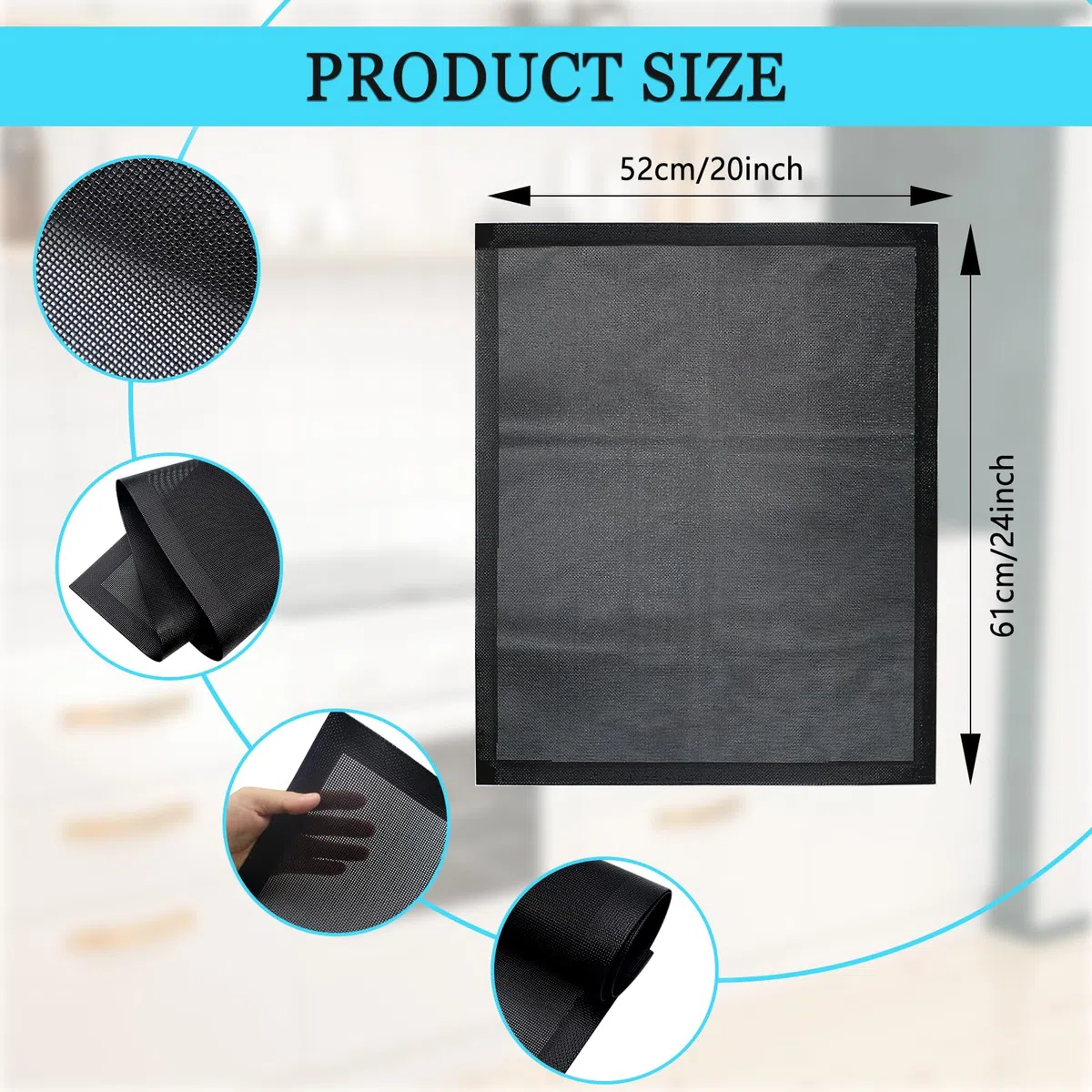 52x61cm Esterilla Protectora de Inducción,Placa Inducción Almohadillas Antideslizantes Silicona para Cocina Inducción Alfombrilla Protectora Reutilizables Alfombrillas de silicona Cocin (Malla)