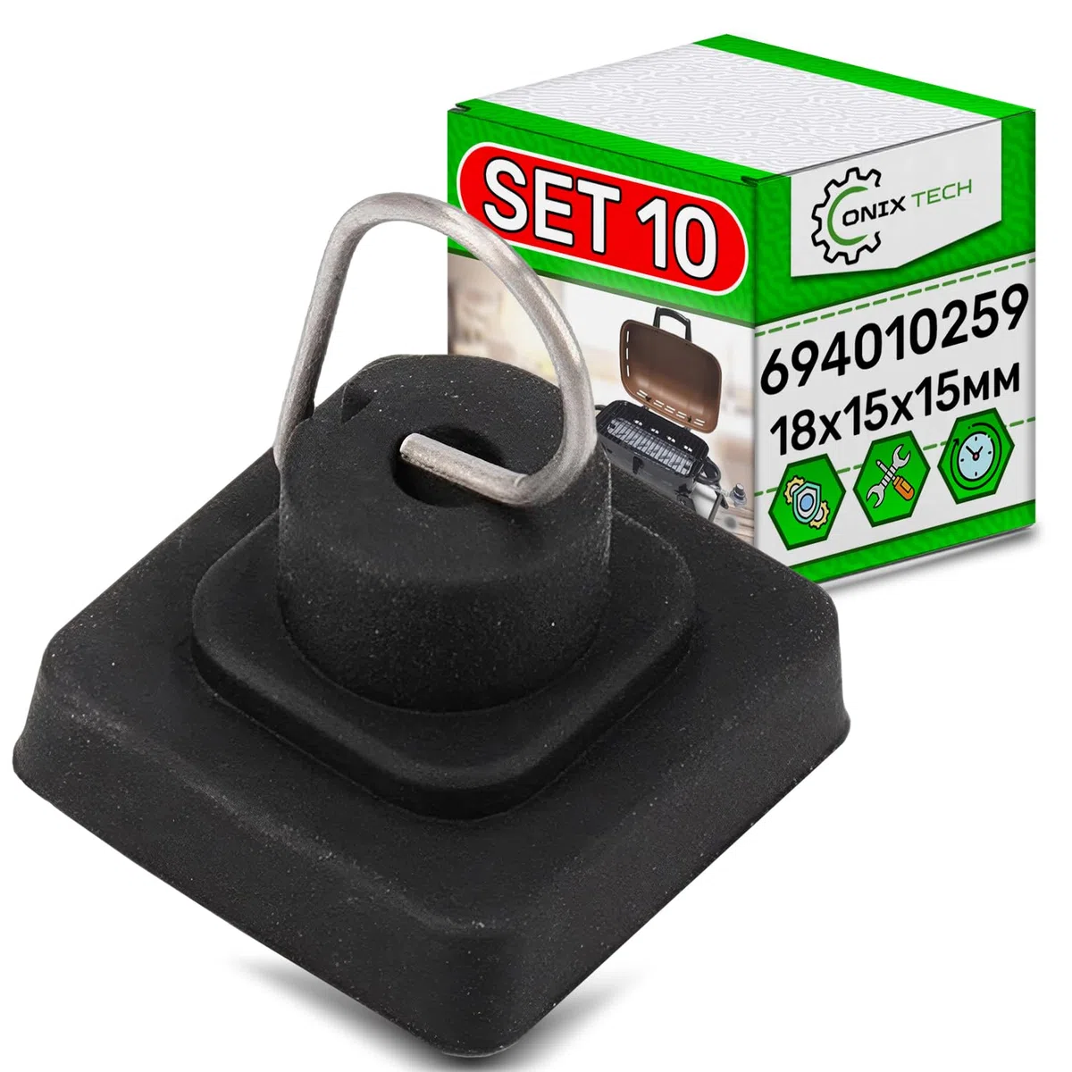 ONIX TECH 10 Piezas Pies de Goma para Parrillas de Cocina de Gas 18x15x15 mm con Código Original 694010259 para Smeg