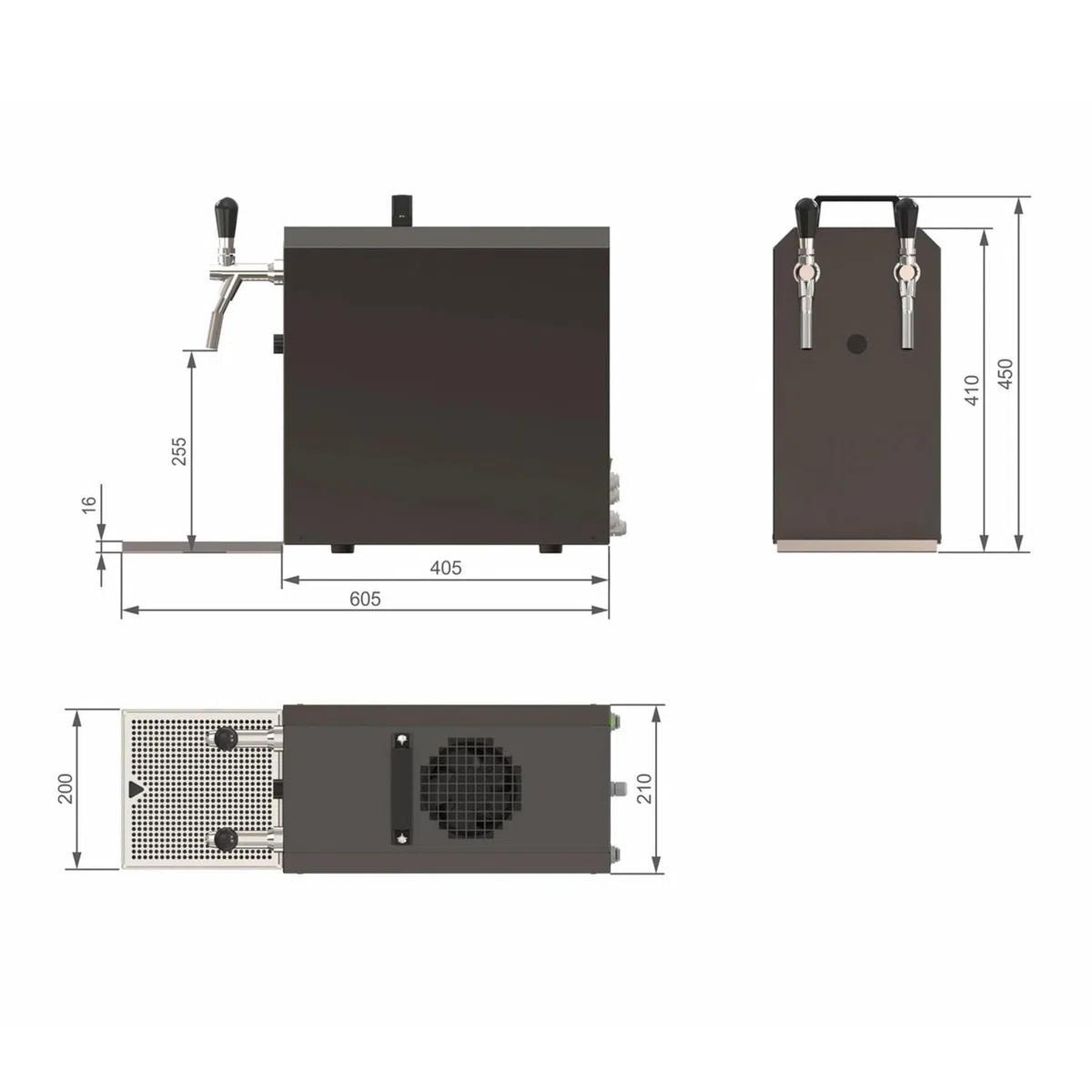 Dispensador de Cerveza Stream 50, Set Completo bajo Mesa, Enfriador seco 2 circuitos hasta 55 l/h, Tipo A, sin keg 2