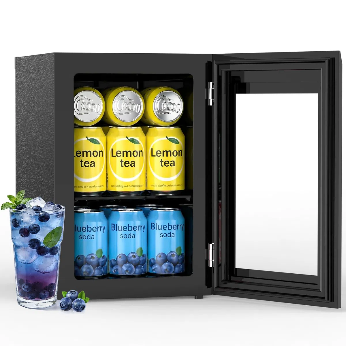 COWSAR - Refrigerador de bebidas con 24 latas, refrigerador de vino pequeño termostato digital ajustable, luz LED, refrigerador de bebidas no empotrado para el hogar, bar y oficina