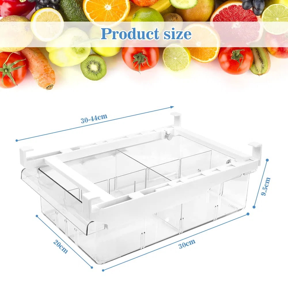 QINERSAW Cajones Extraíbles para Nevera, Contenedor Retráctil para Refrigerador Que Ahorra Espacio 30 * 20 * 9.5 Cm Organizador para Huevos/Frutas/Verduras