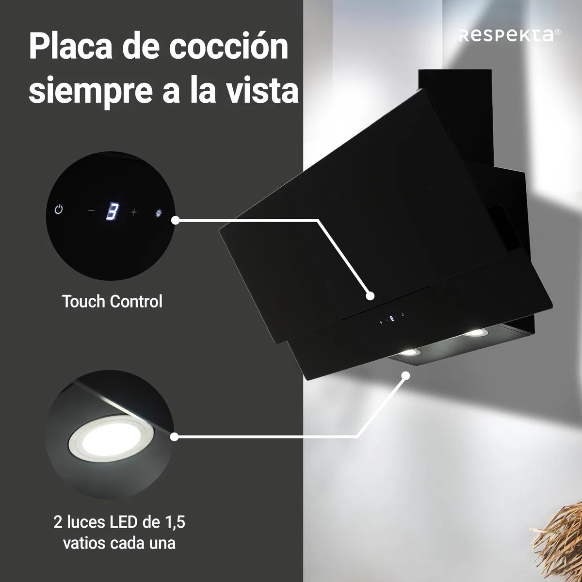 Respekta Campana inclinada, 90 cm, CH66038-90SAM, negro