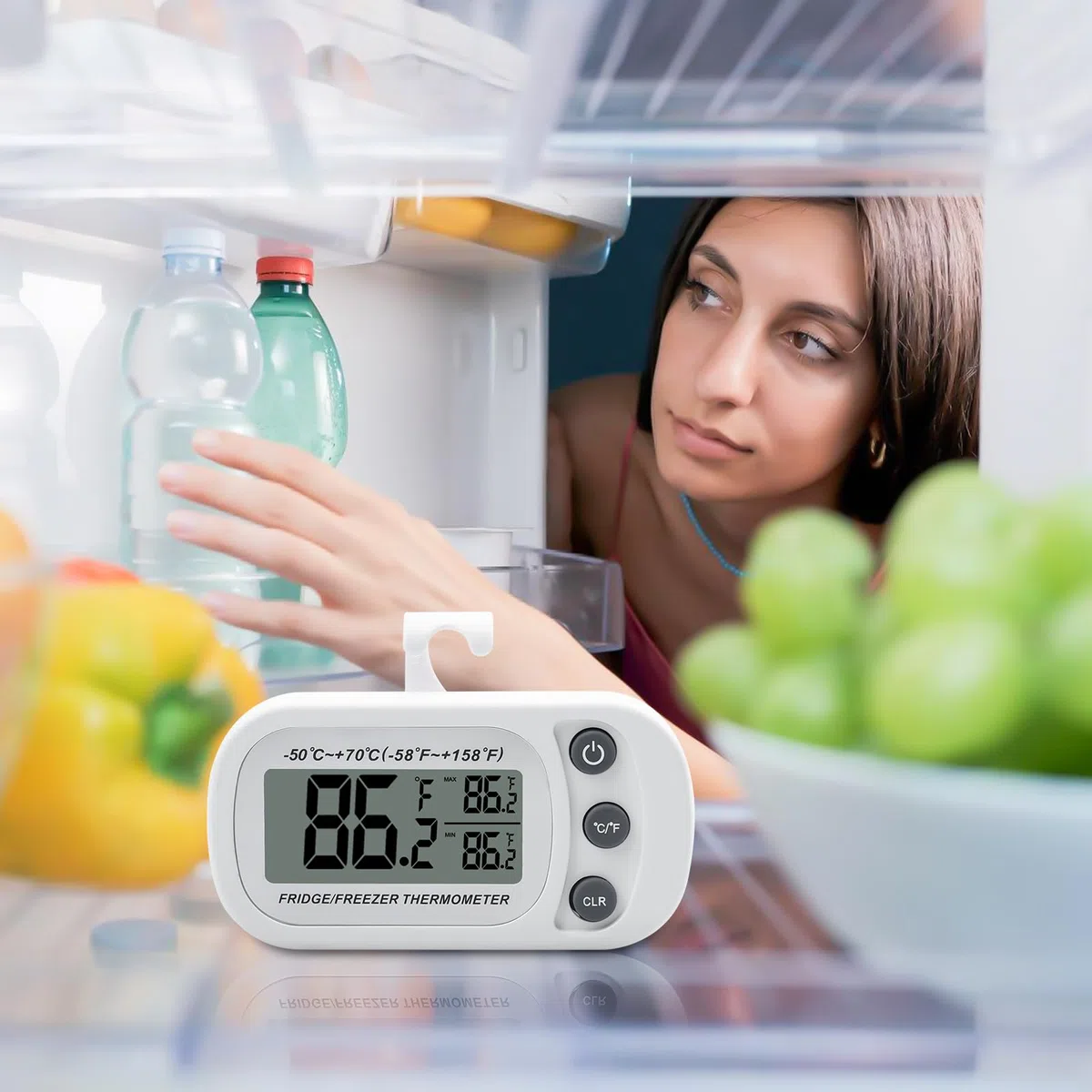 Termómetro para frigorífico: 6 piezas Mini Digital Termómetro para Congelador con Gancho, Termómetro para Frigorífico Resistente al Agua con Gancho y Imán, Termómetro de Cocina Interior con