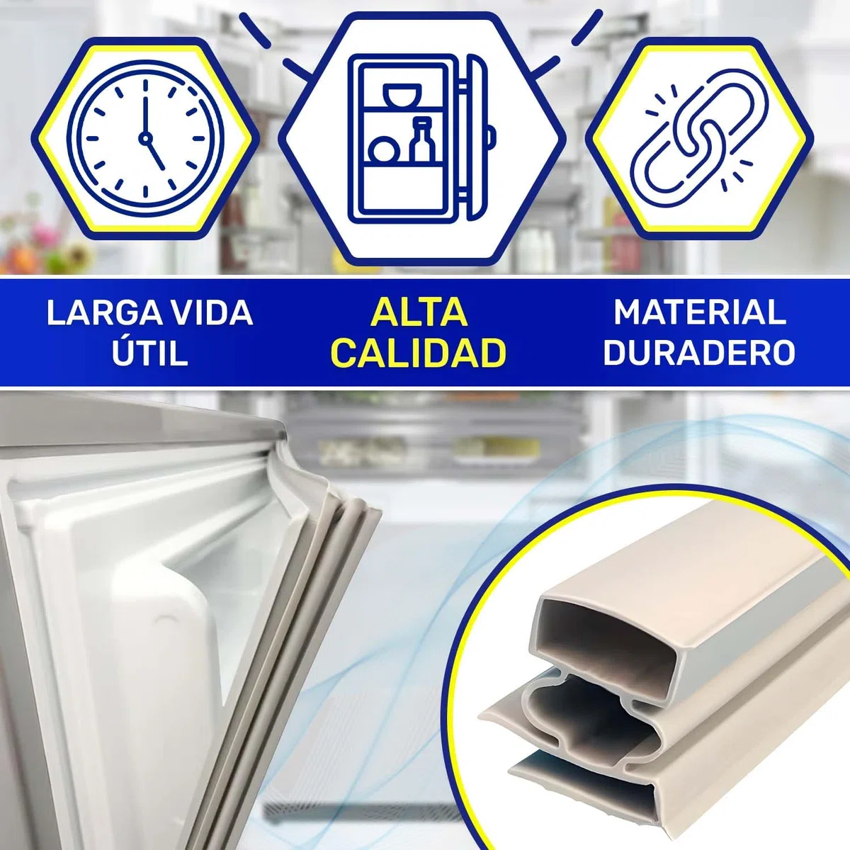 Junta Puerta Frigorifico de 2 m Apta para Congelador Fabricada en PVC Flexible - Garantía de 10 Años - MONTERAL