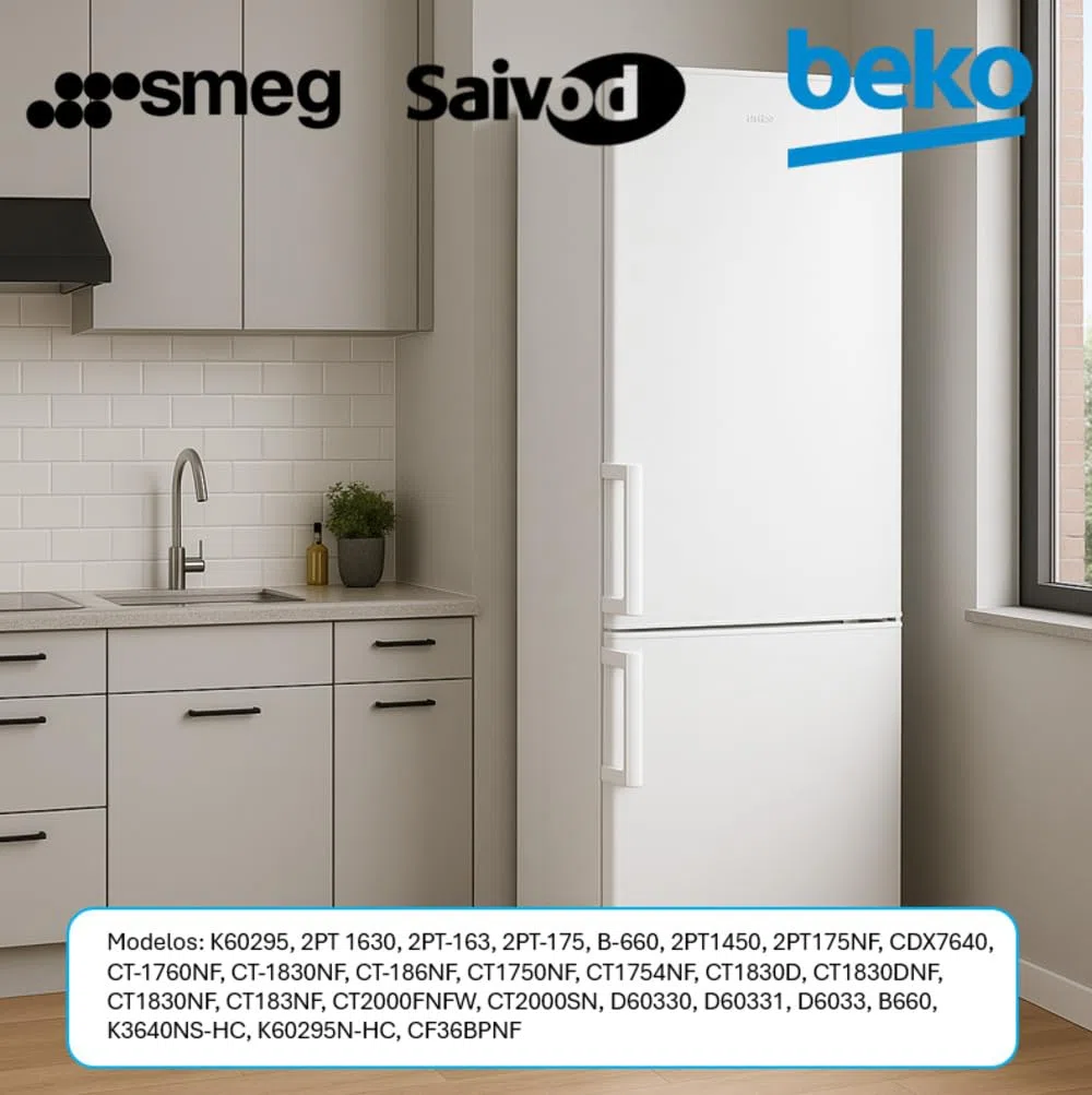 Recamania Kit Dos Tiradores Puerta frigorifico para Beko, para Saivod - Codigo original 4321270300, 2PT-163 - Medidas 250x75x90 mm
