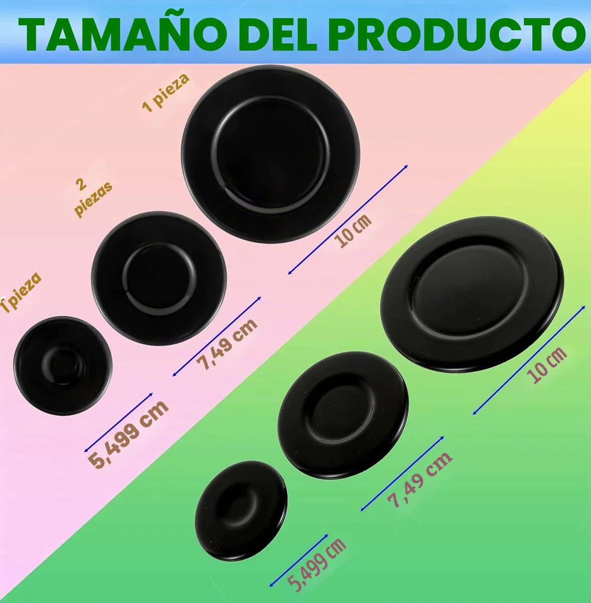 Cubiertas de quemador mejoradas para estufas de gas, juego de 4 tapas de repuesto de metal para estufas Sabaf, 55 mm/75 mm/100 mm (cóncavas)