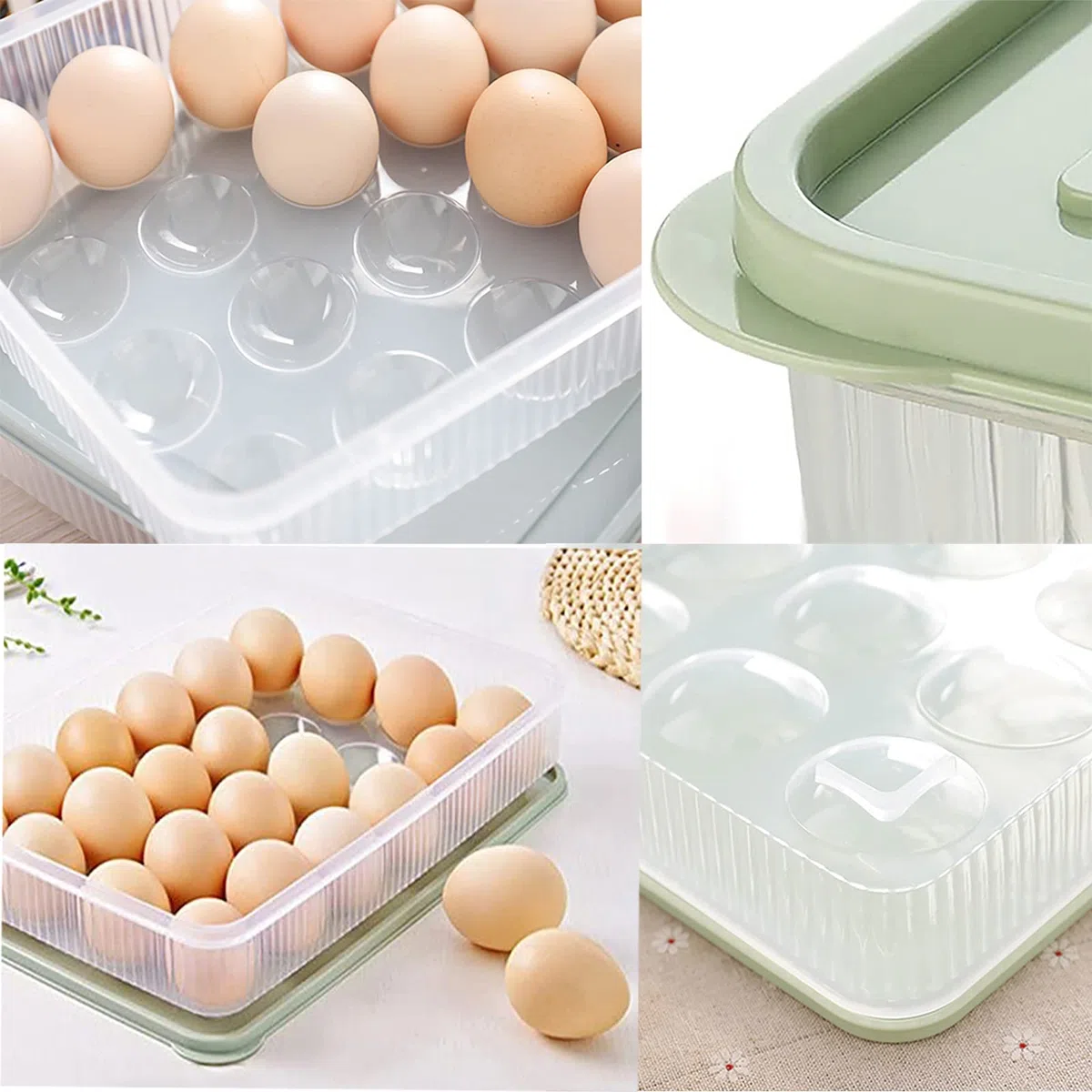 Caja de Almacenamiento de Huevos, 2 Piezas Hueveras de Plastico, Hueveras para Frigorifico 24 Huevos, Bandeja Huevos Nevera con Tapa, Huevera Nevera Apilable para Refrigerador, Cocina, Picnic Camping