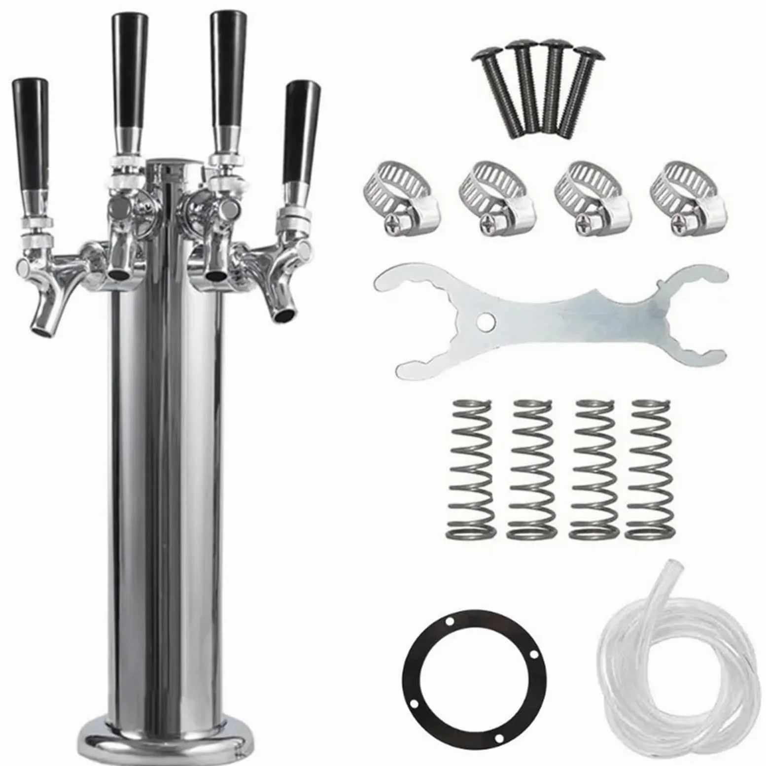 Dispensador de cerveza de acero inoxidable para pub en casa, torre de grifo de una sola cabeza, sistema de barril de cerveza de triple columna de metal, perfecto para fiestas y reuniones